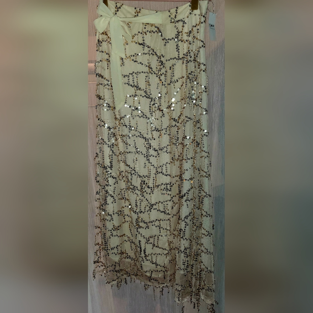 Sequined Wrap Around Skirt - L